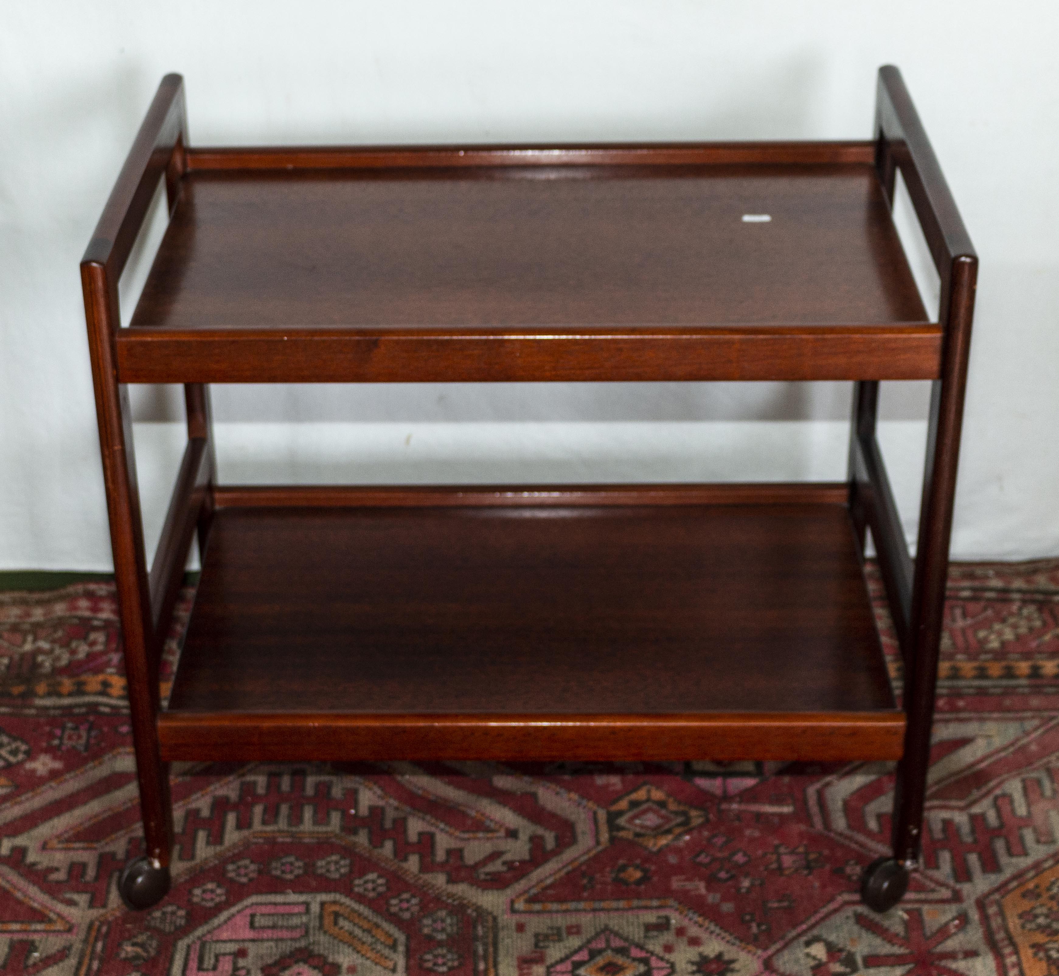 A mahogany tea trolley