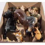 A collection of pottery animals