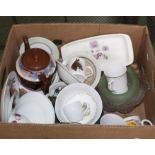 A box of pottery items