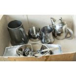 A box of assorted metal ware