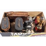 Two pairs of binoculars, vintage camera and other items