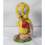 A vintage ceramic Warner Brothers Tweety Pie decanter