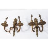 Two brass wall sconces