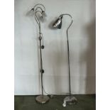 Two chrome standard lamps