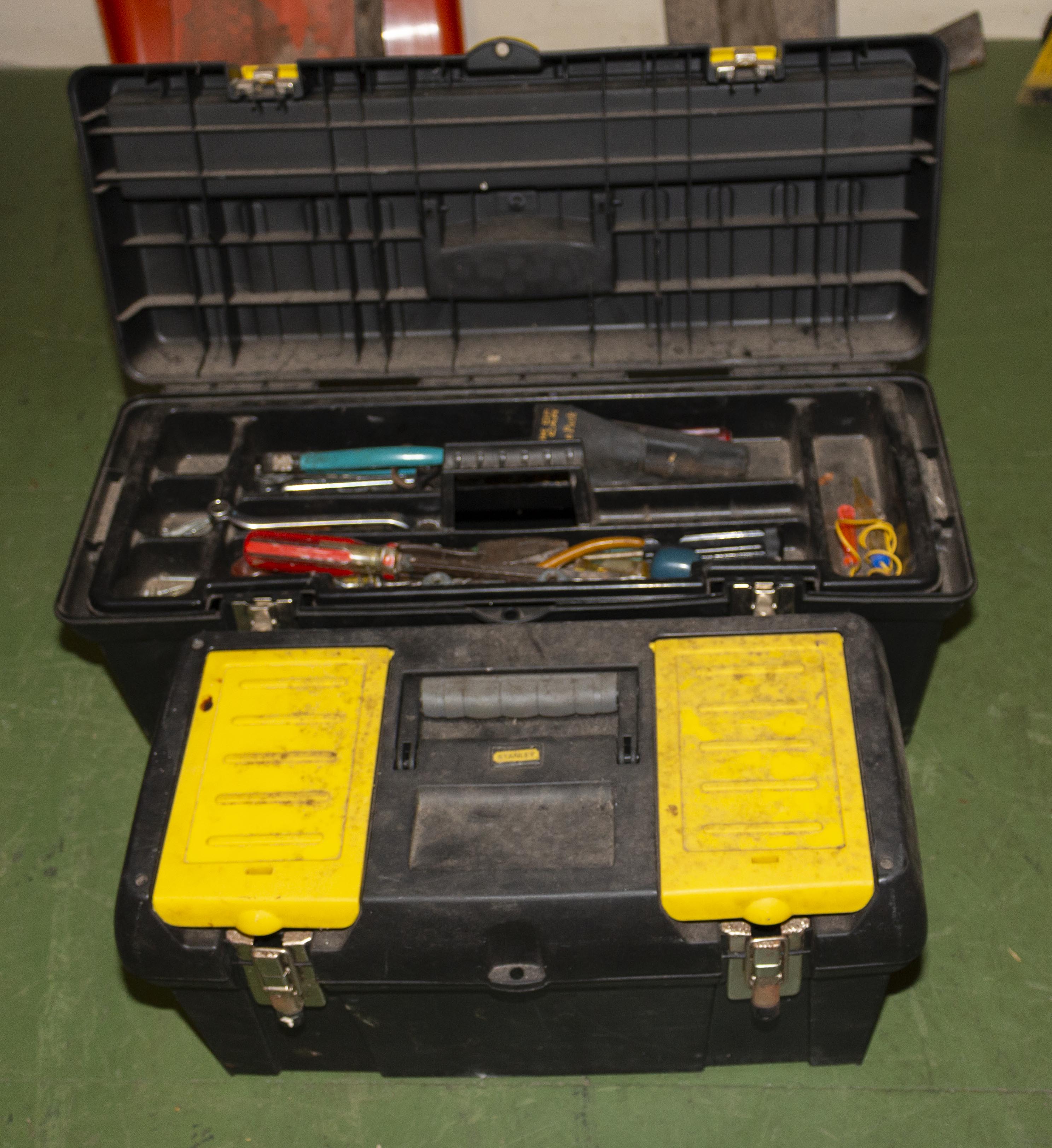 Two stanley tool boxes and contents