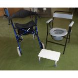 A walking aid and a commode