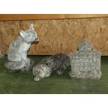 Three reconstituted stone garden ornaments