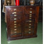 A Victorian specimen chest with 20 drawers enclosed by 2 glass panel doors.