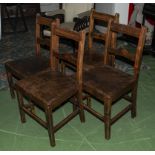 Four country elm chairs