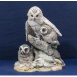 A Teviotdale figure group Snowy Owl and Chicks modelled by D Edelmann #99/500