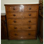 A Victorian mahogany chest of two over five drawers