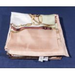 Six designer silk scarves including Hiroko Kapp, Salvatore Ferragamo and Brooks Brothers