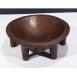 An antique six legged Fijian kava bowl, 12 inches diameter