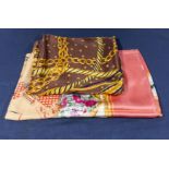 Four designer silk scarves including Adrienne Vittadini