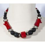 Old tribal necklace with coral (restrung)