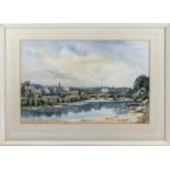 A large framed watercolour of Kelso signed Fred Stott 1970, 35cm x 53cm