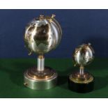 Musical Steel and Brass terrestrial Globe Cigarette Holder by Windmill, circa 1960 together with