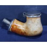 A large Meerschaum pipe with silver lidded top and mounts, German marks L.S.B.