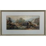 A framed Scottish watercolour depicting river scene