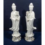 A pair of Blanc de Chine Republic figures of Quan Yin