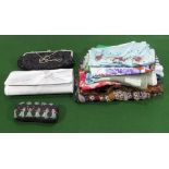 A selection of lady's scarves and three bags