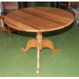 A pine kitchen table