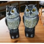 Two plastic owl garden ornaments