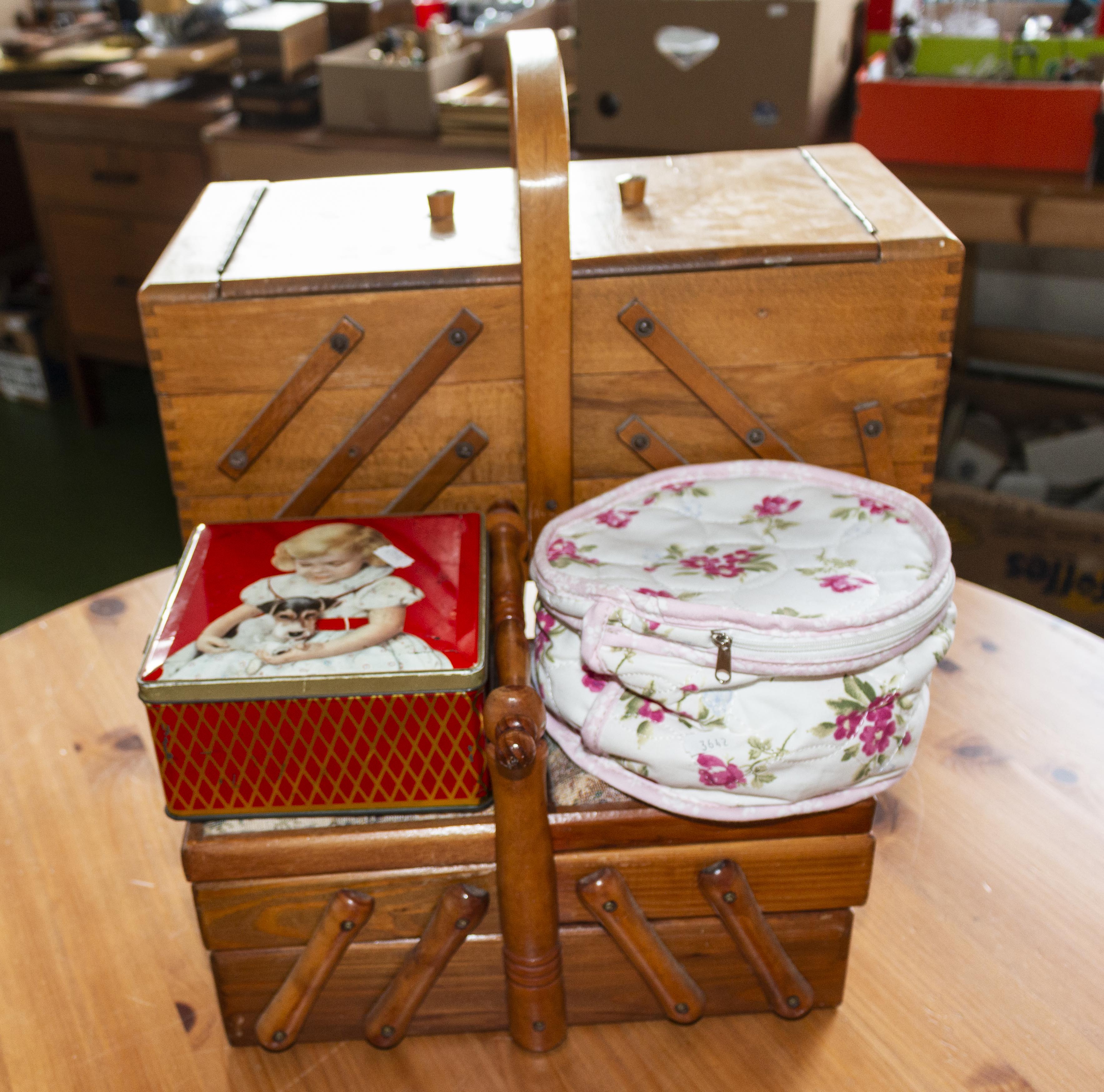 Two sewing boxes and two others