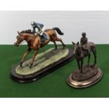 Two horse racing figure groups