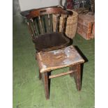 A Windsor style chair and a stool