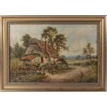 A small gilt framed oil on canvas depicting a rural scene, signed Stanley Clark