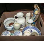 A box containing pottery items