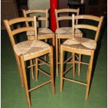 Four pine bar chairs