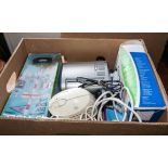 A box of assorted electrical items