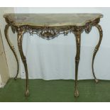 An onyx topped console table