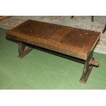 A beaten copper coffee table