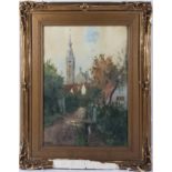 A gilt framed watercolour depicting a country scene signed S Warnie