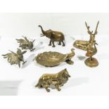 Seven brass animals