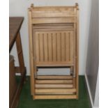 Four folding pine garden chairs