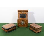 Three decorative wooden boxes