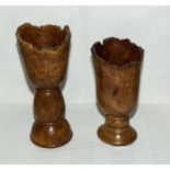 Hand crafted burl wood goblet style vases