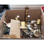 A box of assorted metal ware