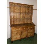 A Victorian pine kitchen dresser