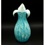 A blue encased Murano glass vase