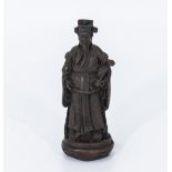 Q'ing dynasty hardwood figure of an emperor