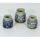 Three Q'ing dynasty calligraphy brush pots