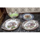 Four pieces of pottery including a plate with the Canadian coat of arms