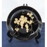 Japanese papier mache black and gilt plate