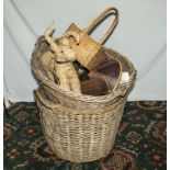 Two log baskets and other items