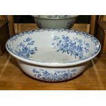 A blue and white transfer printed wash bowl